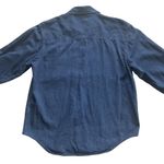 Talbots size M 70s Vintage dark wash denim button down shirt w/ plaid pockets Photo 4
