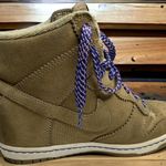 Nike  Dunk Sky Hi Filbert Green Suede Wedge Shoes  Purple Laces Swoosh 6.5 Photo 4
