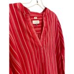 Loft Ann Taylor  The Softened Shirt‎ Red White Striped Bell Sleeve Tunic Top - M Photo 4