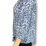 cupio Womens Blouse Top Shirt Floral Print Button Down Tie Hem Blue White Medium Photo 4