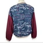 We The Free Free People Varsity Dreams Navy Quilted Ikat Print Bomber Jacket Size Large Photo 6