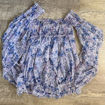 Free People Tyla Smocked Floral Purple Blouse Size XS Photo 0