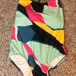 Xersion  Womens 22W One‎ Piece Swimsuit Colorful Geometric Print Criss Cross Photo 0