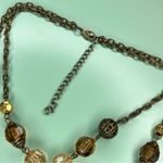 Vintage Layered Elegant Boho Orange & Brown Fall Tones Floral Necklace Photo 2