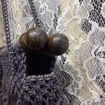 Dimensions vintage Black Crochet macrame Shoulder Bag wood euc 11”X11” Photo 7