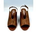 sbicca Real Leather Sling Back Chunky Heel Peep Toe Windor Brown size 7 Photo 3