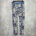 Blue Gray Long Geometric Abstract Floral Active Legging Pants Bottoms Medium Photo 1