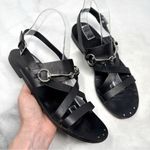 Gucci  Juliette Horsebit Leather Strappy Slingback Flat Sandal Shoes Black 40 Photo 2