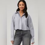 Good American $119 New  Oxford Crop Uniform Shirt - grey - XS Photo 1