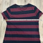 Duffield Lane Navy Burgundy Stripe Short Sleeve Pullover Shirt Midi Dress Size L Blue Size L Photo 2