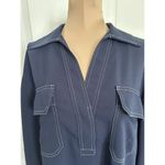 Madewell Womens $118 Contrast Stitch Popover Shirt Indigo Size M NT773 Photo 3