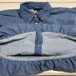 Banana Republic Blue Chambray Lined Bubble Sleeve Button Down Shirt- Small Photo 11