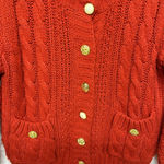 Forever 21  I LOVE H81 Cardigan Womens large Red Cropped Cable Knit  3/4 Sleeves Photo 1