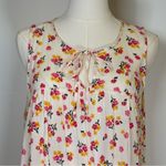 Gap  Sleeveless Pink Yellow Floral Blouse V-Neck With Tie Women’s Size Large Photo 6