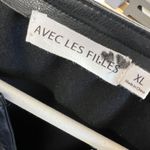 Avec Les Filles  Faux Leather Short Sleeve Black Blouse Size XL NWT Photo 5