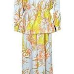 Vintage 70s 2 Piece Maxi Dress and Jacket Womens Mod Floral Tropical Stretch 16 Photo 0