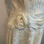 Vintage 1980s Ivory Lace Dress Princess Formal Peasant Cottage Wedding Satin White Size 8 Photo 2