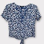 Madewell  Blue Moon Tie Front Floral Short Sleeve Top Size XS Photo 0