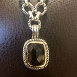 Sterling Silver Artisan Cushion Cut Smokey Topaz  Rope Cable Link Necklace Photo 1
