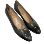 Salvatore Ferragamo  Vintage Leather Pump Shoes‎ Size 8.5 Gray Black Block Heel Photo 0