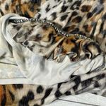 Generation Love Tan Black White Leopard Print Cowl Neck Blouse Size Medium Photo 9