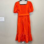 Endless Rose  Orange Puff Sleeve Belted Tiered Midi Dress Size S‎ Photo 4