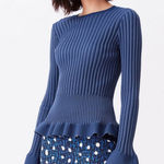 Diane Von Furstenberg  Tess Rib Knit Peplum Sweater Top Photo 0
