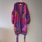 Farm Rio Rainbow Hearts Jacquard-knit Belted Cardigan Size XS Photo 2