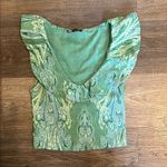 ZARA  Green Paisley Ruffled Sleeveless Crop Top Small Photo 0