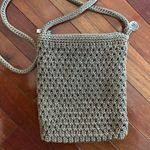 The Sak NEW Crochet Crossbody Purse Bag Tan Brown 8x7 Zipper Nylon Photo 2