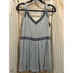 Japna  Romper Blue White Embroidered V Neck Smocked Waist Size La Photo 2