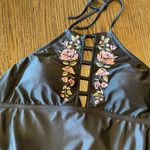 Mossimo black floral high neck one piece swimsuit, XL Black Photo 1