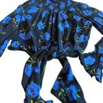 Nicholas Lola Floral Long Sleeve Blouse Shirt Top Silk Tie Front Size Large Black Photo 4