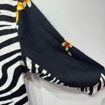 Jane Ashley Zebra Print with Tropical Flowers Beaded Rhinestone 100% Cotton Top Photo 2