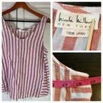 Nicole Miller NY Linen Sleeveless Tank Top Women's Medium Red Striped Nautical Photo 1