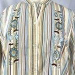 White Stag Retro Striped Button Down Shirt 60s 70s Womens M Cottage Boho Floral Photo 1