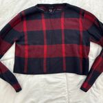 Primark Navy Blue And Red Knit Cropped Sweater Photo 2
