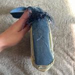 Handmade fabric green & blue striped fringe shoulder bag Photo 2