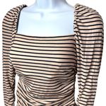 Maje NWOT  Take Square Neck Ruched Stripe Top Navy Pink Academia Fairy 1/US 4 Photo 3
