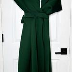 ASOS  Fallen Shoulder Forest Green Scuba Midi Dress Size US0 UK4 NWT Cocktail Photo 2