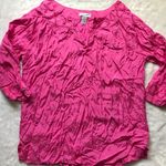 Caribbean Joe  Women's Barbie Pink‎ 100% Viscose 3/4 Sleeve Lightweight Blouse L Photo 8