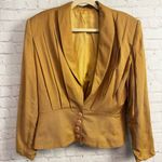 Michelle Stuart vintage y2k ladies structured pleated tan jacket gold size 14 Photo 7