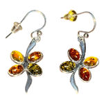 Baltic amber flower earrings in sterling
Silver Photo 0