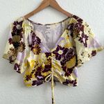 Anthropologie Maeve Cinched Floral Yellow and Burgundy Top Size Medium M Photo 2