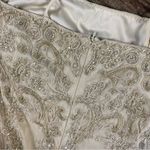 Vintage Stenay Maxi Dress 10 Cream Sheer Beaded Fairy Y2K Rayon Evening Gown Photo 12