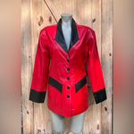 Vintage Retro 80s Raw Basix Red Soft Leather Mid Length Tuxedo Style Jacket~M~ Photo 0