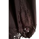 Cato Dark Brown Eye lit Lace sleeves and hen trim Button front cotton shirt. Photo 6