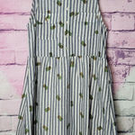 Entro  NAVY WHITE STRIPED PINEAPPLE PRINTED COTTON SHIRT DRESS S Photo 0