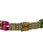 VTG Retro Belt 80s Gold Chain Tiered Wood Rainbow Multicolor Beads Gold Metal Photo 7