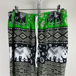 Thailand Made Green boho elephant print pants! Estimating small Photo 3